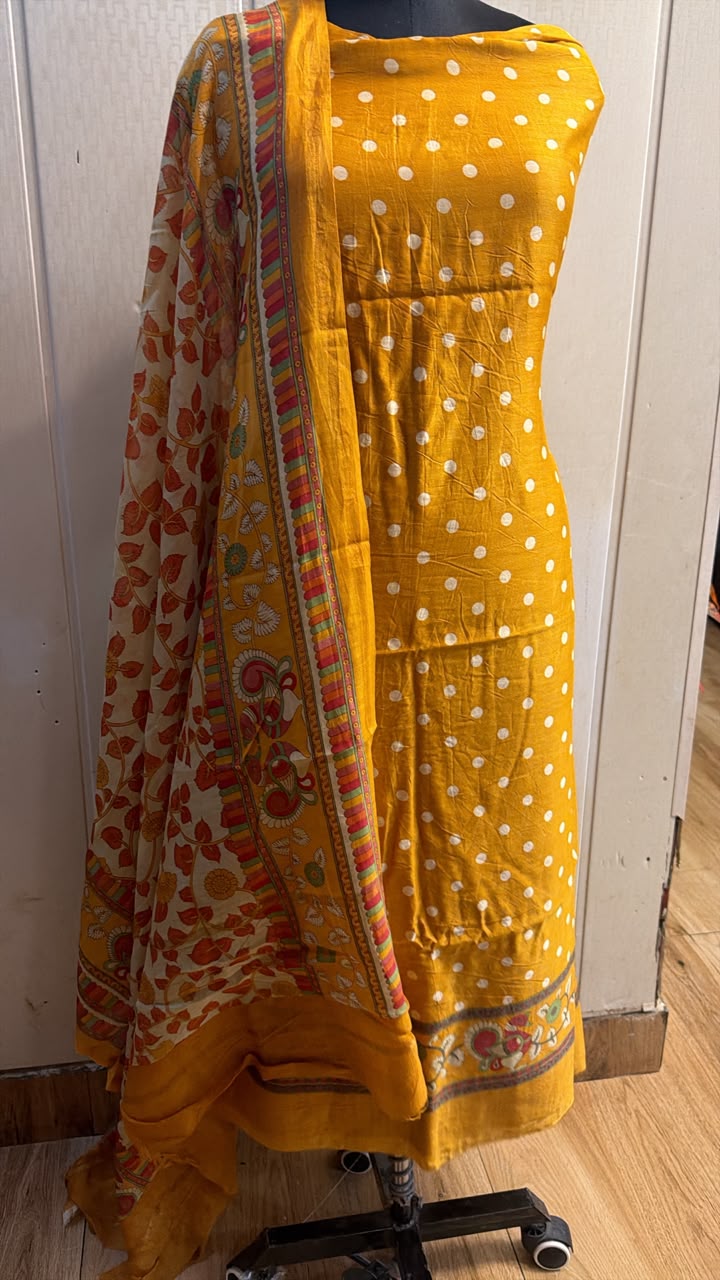 Mustard Yellow Traditional Embroidered Suit with Dupatta