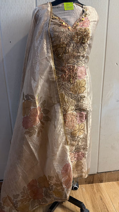 Multicolor Abstract Printed Suit with Dupatta