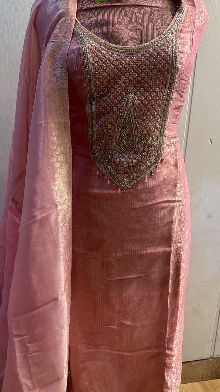 Rani Pink Traditional Embroidered Suit with Dupatta