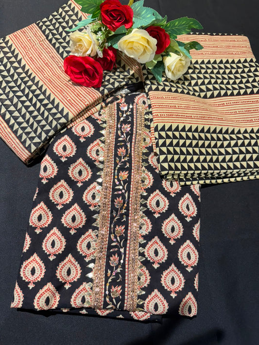 Elegant Cotton Lace Detail Suit Set