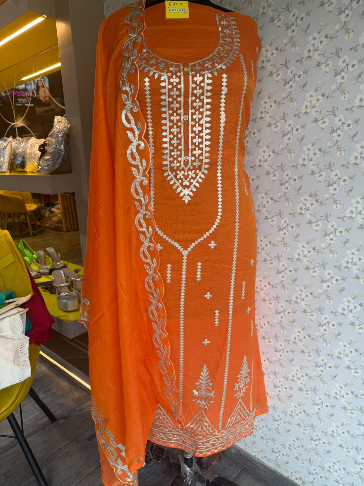 Mul Chanderi Leather Work Suit Set