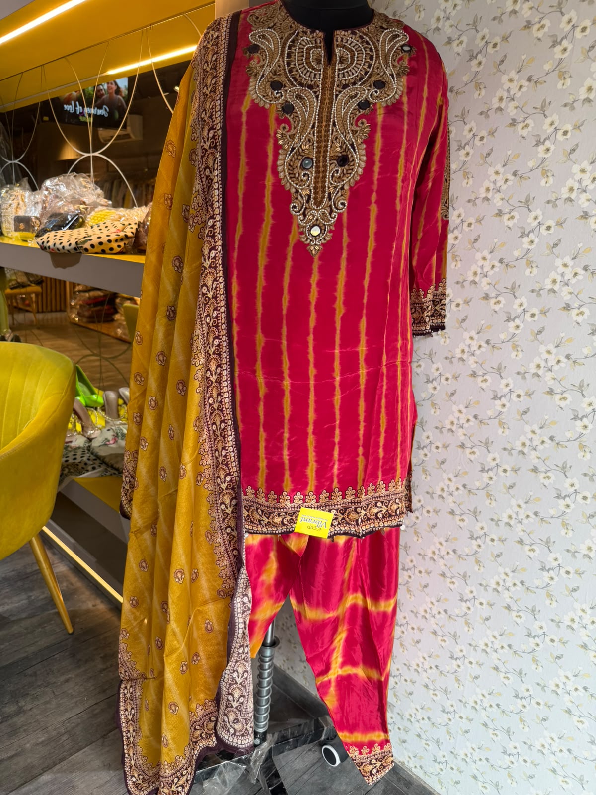 Farsi Salwar Set with Thread & Pearl Detailing
