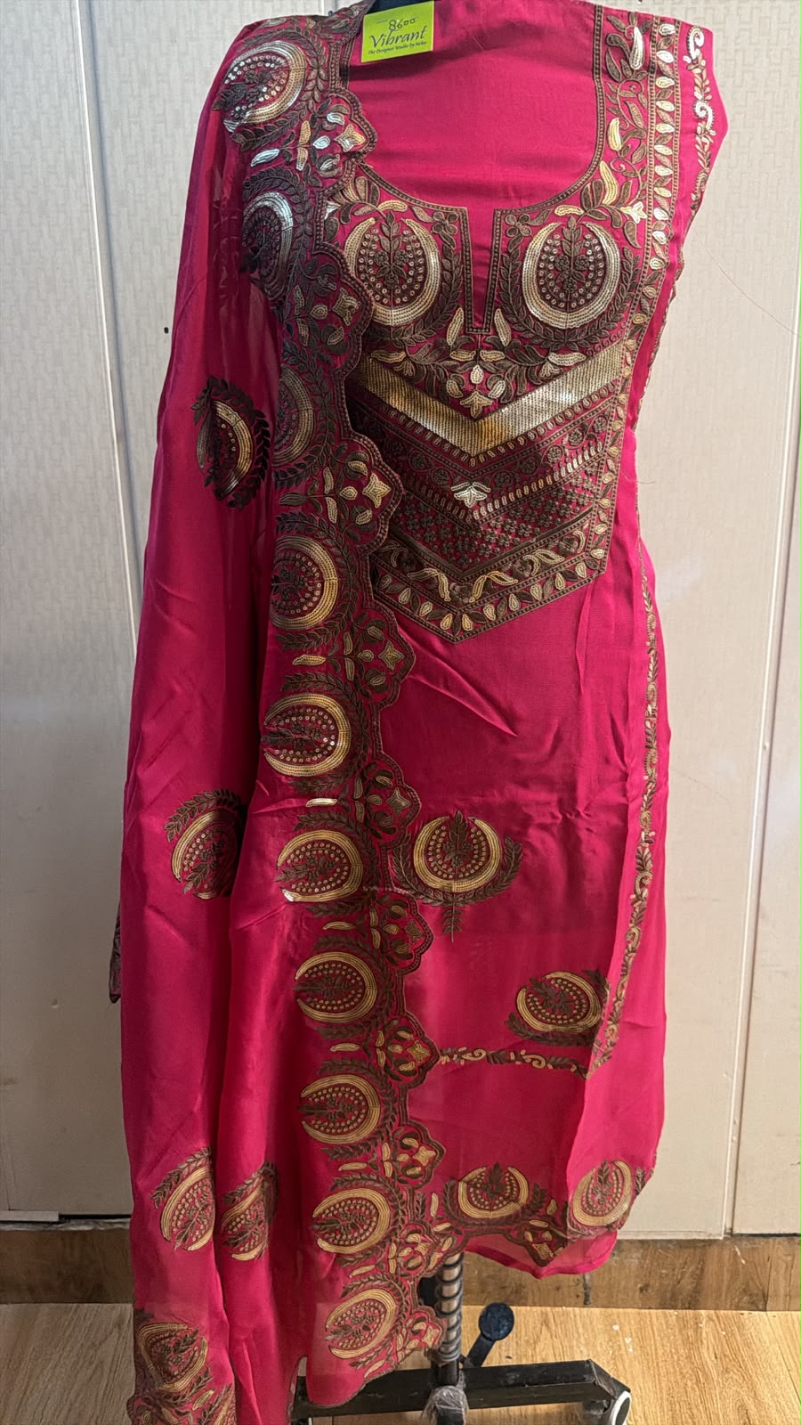 Rani Pink Traditional Embroidered Suit with Dupatta