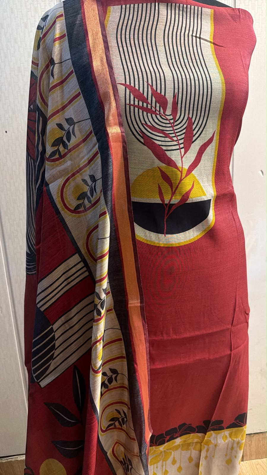 Multicolor Abstract Printed Suit with Dupatta