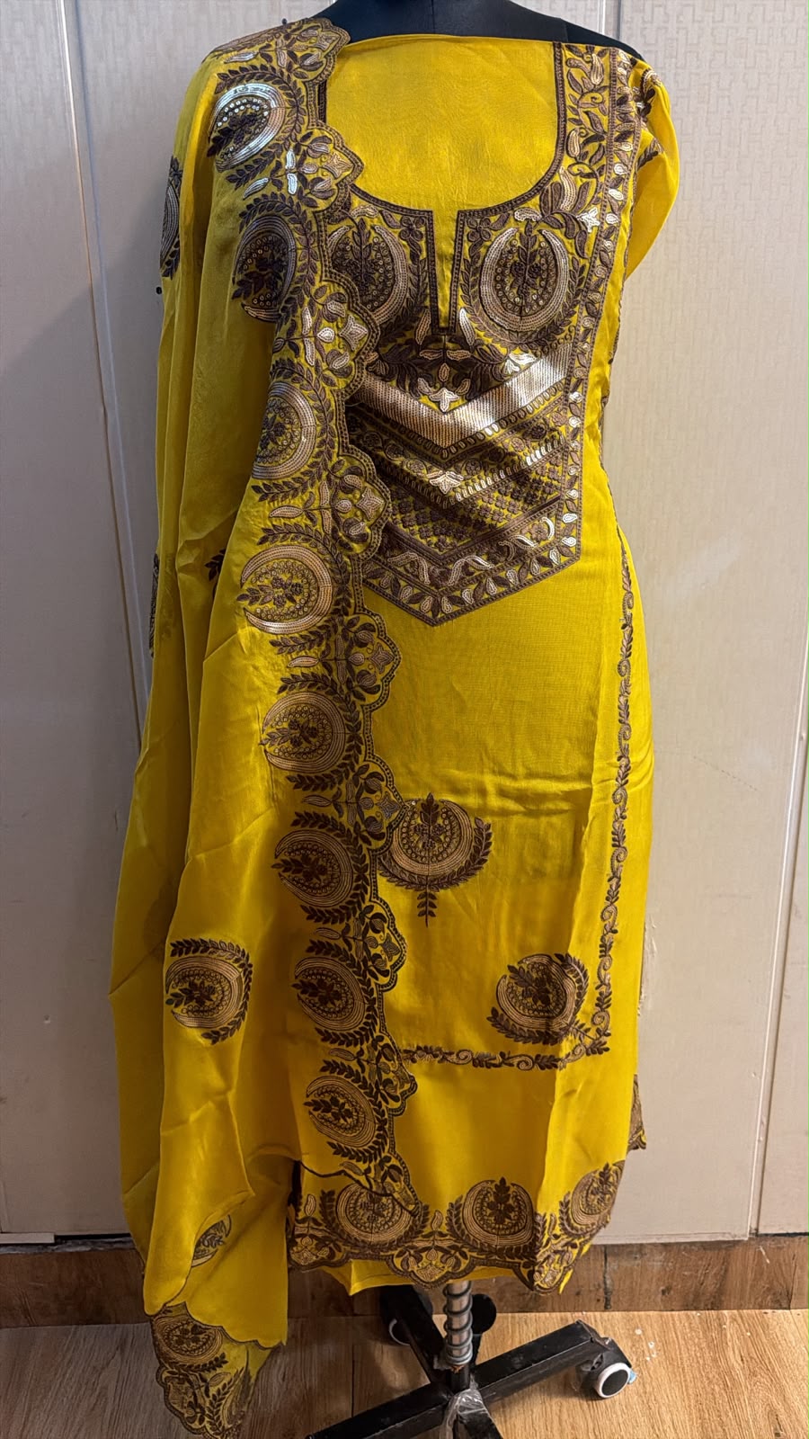 Mustard Yellow Traditional Embroidered Suit with Dupatta