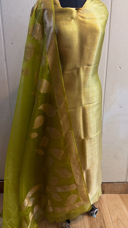 Lime Green Gold Brocade Close-Up Collection Kurta Set
