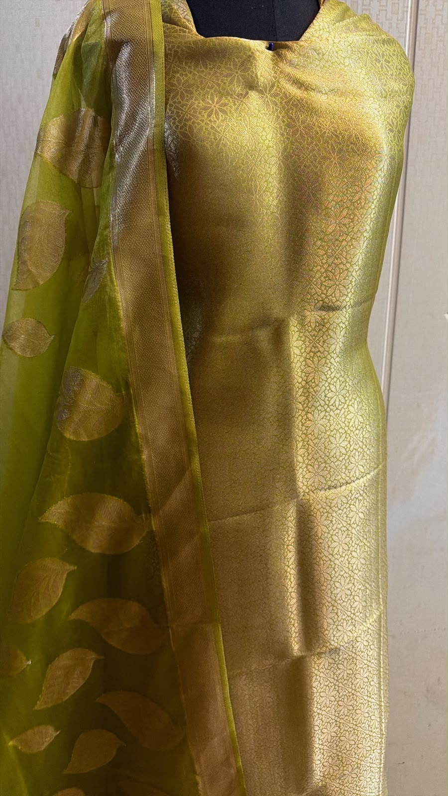 Lime Green Gold Brocade Close-Up Collection Kurta Set