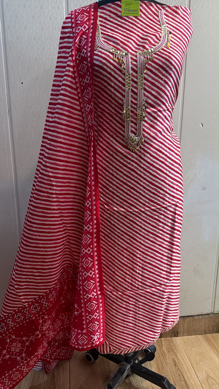 Rani Pink Leheriya Printed Kurta Pant Set with Dupatta