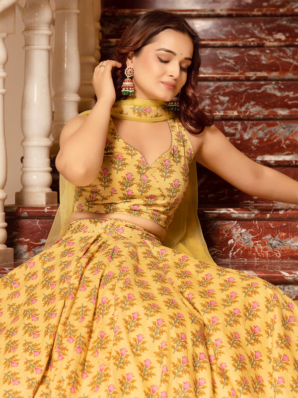 Printed Cotton Lehenga Set