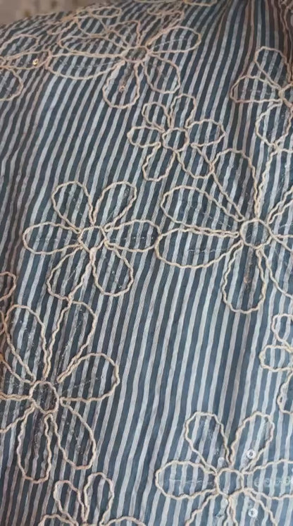 Sky Blue Cotton Suit with Thread Detailing