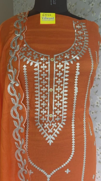Mul Chanderi Leather Work Suit Set