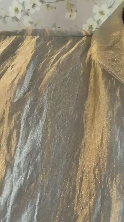 Grey Tissue Organza Suit with Patch Work