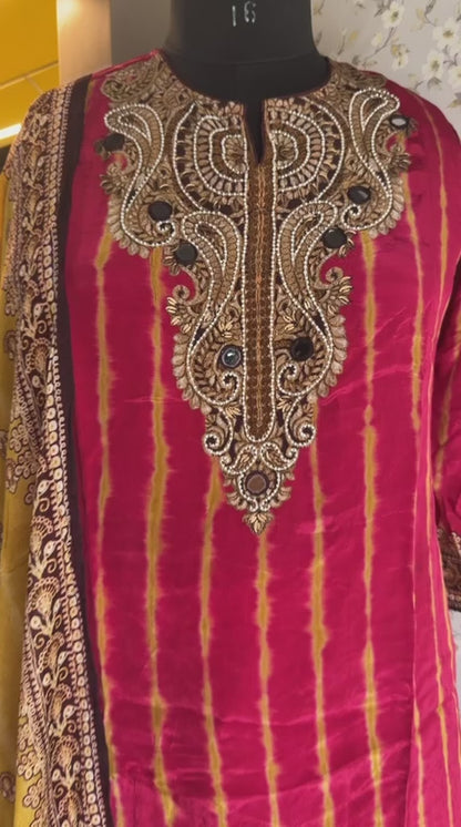 Farsi Salwar Set with Thread & Pearl Detailing