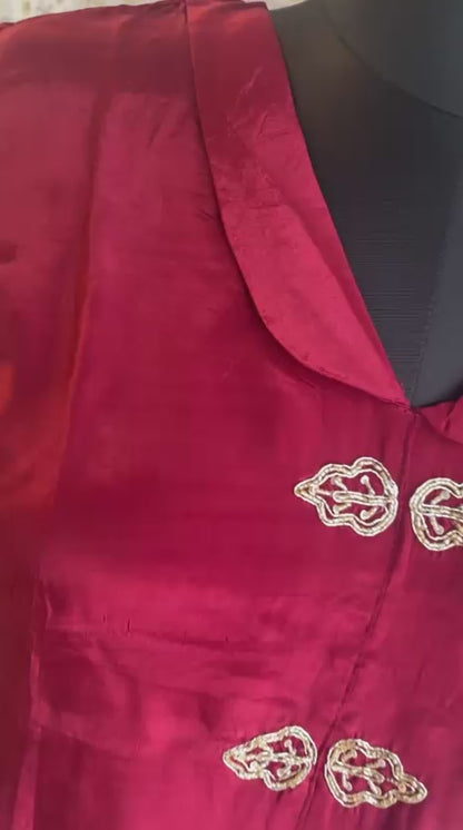 Mehroon Crepe Suit with Balloon Pants