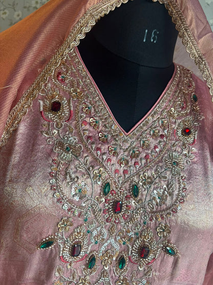 Pink Banarsi Suit with Hand Work